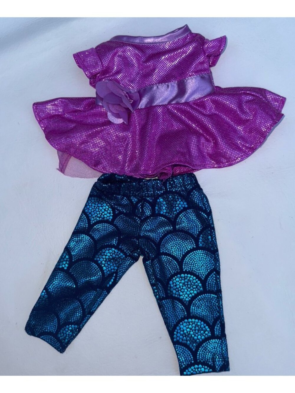 Doll Clothes 18" Mermaid Outfit Purple Top Shirt Blue Pants Leggings Komar Kids